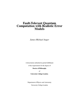 Fault-Tolerant Quantum Computation with Realistic Error Models