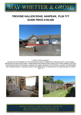 Trevone Hallew Road, Nanpean, Pl26 7Yt Guide Price £185,000