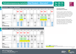 Sa, 26.10. Sa, 02.11. Fahrplananpassung Zwischen Bad