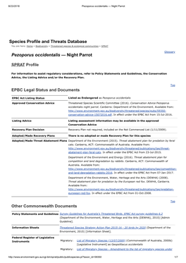 Night Parrot Species Profile and Threats Database