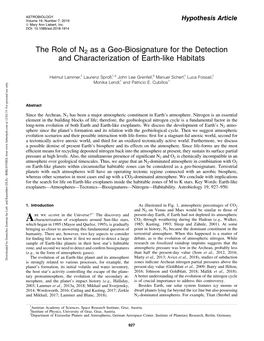 The Role of N2 As a Geo-Biosignature for the Detection and Characterization of Earth-Like Habitats