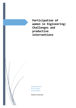 Participation of Women in Engineering: Challenges and Productive