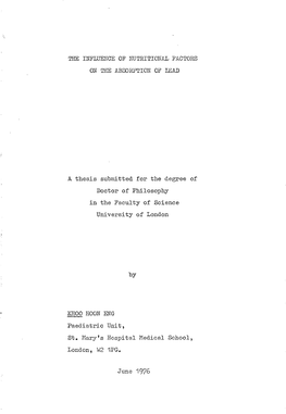 The Influence of Nutritional Factors on the Absorption of Lead