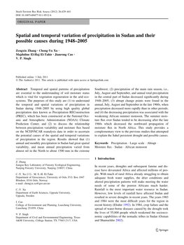 Spatial and Temporal Variation of Precipitation in Sudan and Their Possible Causes During 1948–2005
