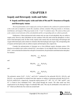 Isopoly and Heteropoly Acids and Salts