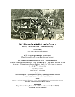 2021 Massachusetts History Conference History: a Massachusetts Community Activity