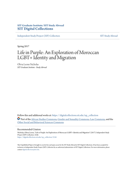 An Exploration of Moroccan LGBT+ Identity and Migration Olivia Leone Nicholas SIT Graduate Institute - Study Abroad