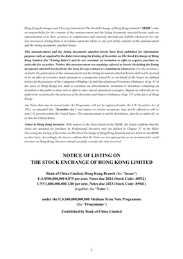 Formal Notice EN Compared with Bank of China Limited Hong Kong