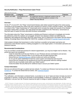 Petya Ransomware Cyber-Threat Affected Products