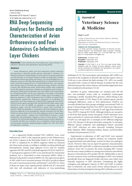 RNA Deep-Sequencing Analyses for Detection and Characterization of Avian Orthoreovirus and Fowl Adenovirus Co-Infections in Layer Chickens