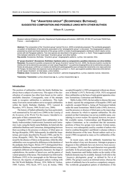 The “Ananteris Group” (Scorpiones: Buthidae); Suggested Composition and Possible Links with Other Buthids