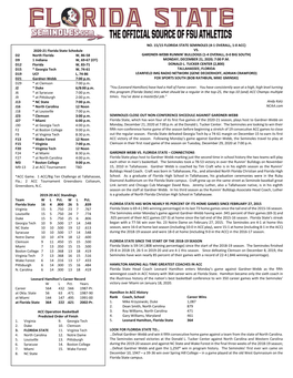 No. 15/15 Florida State Seminoles (4-1 Overall, 1-0 Acc) Vs. Gardner-Webb Runnin' Bulldogs (1-4 Overall, 0-0 Big South) Monday