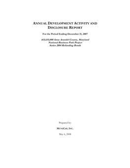 Annual Development Activity and Disclosure Report