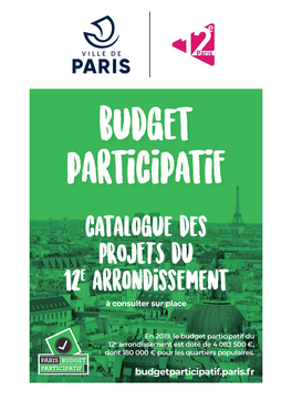 Catalogue Des PROJETS Du 12E Arrondissement