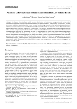 Pavement Deterioration and Maintenance Model for Low Volume Roads