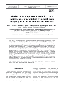 Marine Snow, Zooplankton and Thin Layers: Indications of a Trophic Link from Small-Scale Sampling with the Video Plankton Recorder