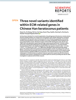 Three Novel Variants Identified Within ECM-Related Genes in Chinese Han Keratoconus Patients