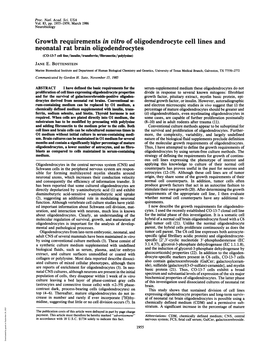 Growth Requirements in Vitro of Oligodendrocyte Cell Lines