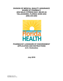 Pharmacist Licensure by Endorsement for U.S. Graduates