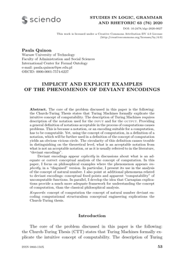 Implicit and Explicit Examples of the Phenomenon of Deviant Encodings