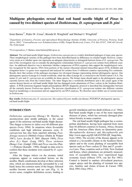 Multigene Phylogenies Reveal That Red Band Needle Blight of Pinus Is Caused by Two Distinct Species of Dothistroma, D