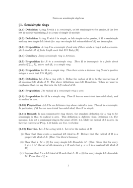 §1. Semisimple Rings