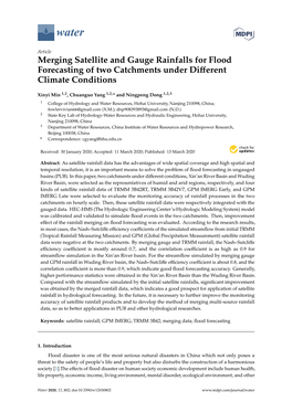 Merging Satellite and Gauge Rainfalls for Flood Forecasting of Two Catchments Under Diﬀerent Climate Conditions