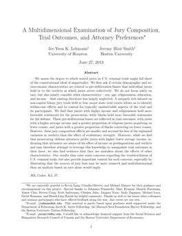 A Multidimensional Examination of Jury Composition, Trial Outcomes, and Attorney Preferences∗