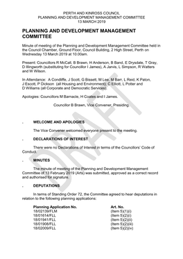 Planning and Development Management Committee 13 March 2019