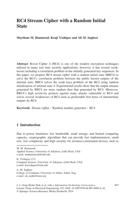 RC4 Stream Cipher with a Random Initial State