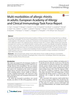 Multi-Morbidities of Allergic Rhinitis in Adults