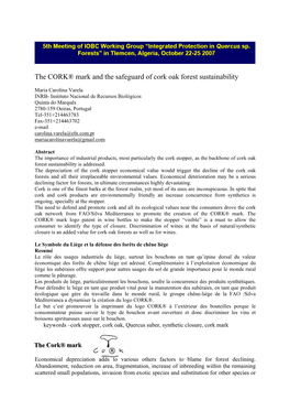 The CORK® Mark and the Safeguard of Cork Oak Forest Sustainability