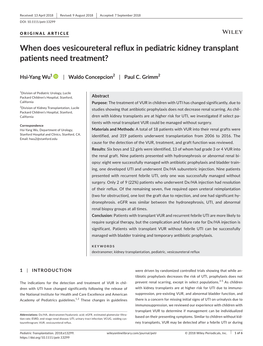 When Does Vesicoureteral Reflux in Pediatric Kidney Transplant Patients Need Treatment?