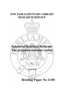 Industrial Relations Reforms: the Proposed National System