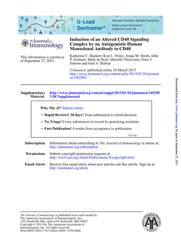 Monoclonal Antibody to CD40 Complex by an Antagonistic Human