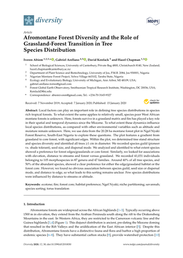 Afromontane Forest Diversity and the Role of Grassland-Forest Transition in Tree Species Distribution