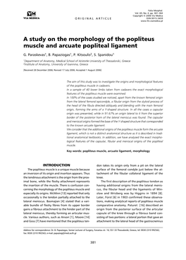 A Study on the Morphology of the Popliteus Muscle and Arcuate Popliteal Ligament