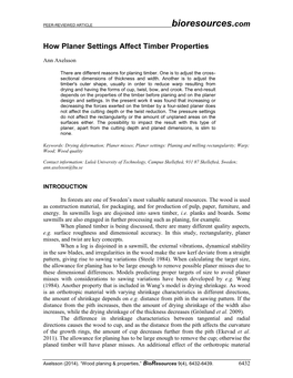 How Planer Settings Affect Timber Properties