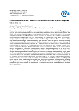 Glaciovolcanism in the Canadian Cascade Volcanic Arc: a Powerful Proxy for Ancient Ice