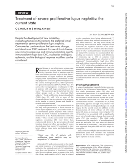 Treatment of Severe Proliferative Lupus Nephritis: the Current State