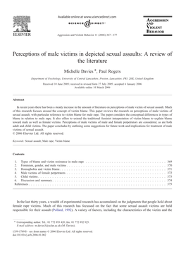 Perceptions of Male Victims in Depicted Sexual Assaults: a Review of the Literature