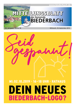 MITTEILUNGSBLATT Der Gemeinde BIEDERBACH