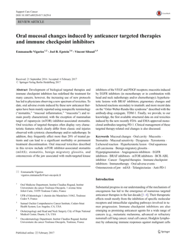 Oral Mucosal Changes Induced by Anticancer Targeted Therapies and Immune Checkpoint Inhibitors