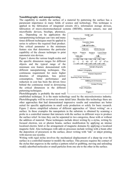 Nanolithography and Nanopatterning the Capability to Modify the Surface