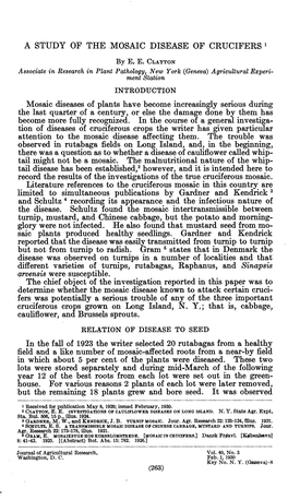 A Study Op the Mosaic Disease of Crucifers '