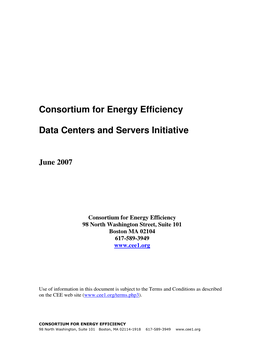 Consortium for Energy Efficiency Data Centers and Servers Initiative