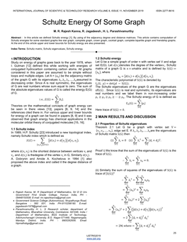 Schultz Energy of Some Graph