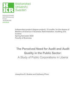 The Perceived Need for Audit and Audit Quality in the Public Sector: a Study of Public Corporations in Liberia