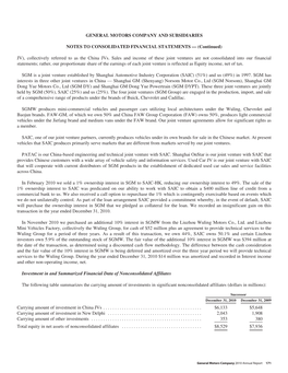 General Motors Company and Subsidiaries Notes To