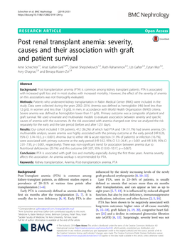 Post Renal Transplant Anemia